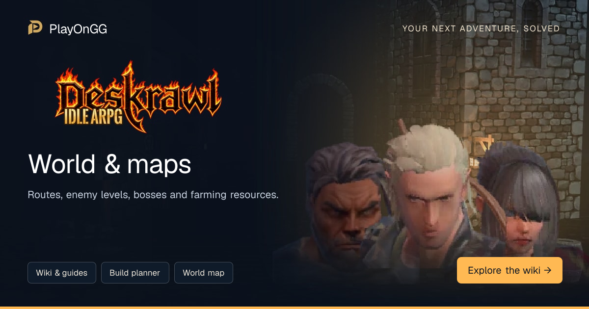 World & maps — Deskrawl: Idle ARPG | PlayOnGG