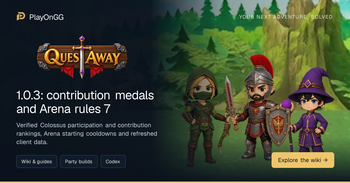 QuestAway 1.0.3: contribution medals and Arena rules 7 — QuestAway ...