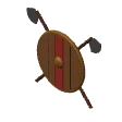 Shield with axes · red sash