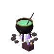 Mage's cauldron · green potion, violet fire