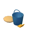 Beach bucket · blue with a yellow spade