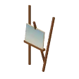 Easel with a landscape · light wood
