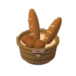 Bread basket · light wicker, cream cloth