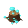 Glowing mushrooms · cyan
