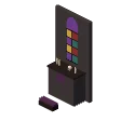 Stained glass altar · purple and green stained glass