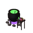 Witch's cauldron · green potion, purple fire