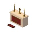 Golden altar · burgundy velvet
