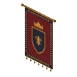 Coat of arms tapestry · burgundy and gold