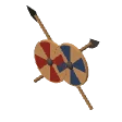 Wall shields · red and blue