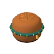 Leather pouf · caramel and turquoise