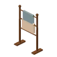 Towel rack · cream and blue towels