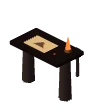 Obsidian table · fire geode